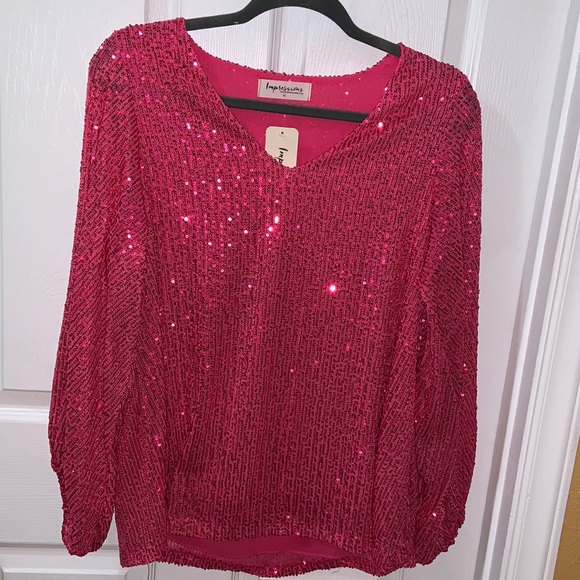 Impressions Tops - NWT Pink Sequin Top